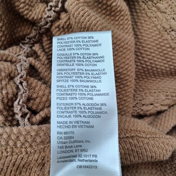 Free People Top Wear Me Out Brown Waffle Knit Long Sleeve Cropped Tee Size XS - Picture 12 of 16